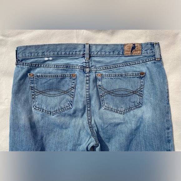 Y2K Abercrombie & Fitch Light Wash Wide Leg Flare Jeans Distressed 12L - Picture 7 of 11